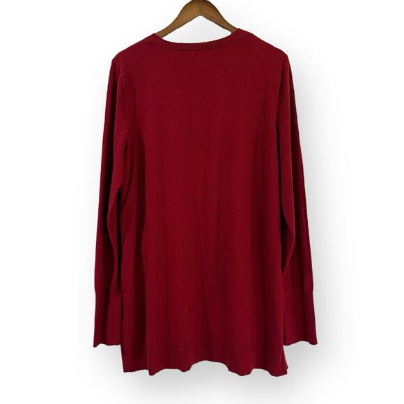 J Jill Cotton Blend Lightweight Tunic Sweater Size L Tall Long Sleeve True Red - Picture 6 of 8